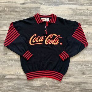 Vintage 80s Coca-Cola Rugby Sweater Size Medium